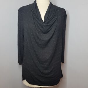 Soft Joie Top NWT Women Medium Cowl Neck Sheer Black Long Sleeve Pullover Shirt